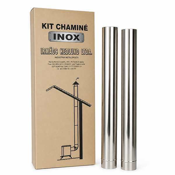 Kit 2 Canos 1m Inox Chaminé Fogão à Lenha Ø 115mm N°2 - Hedlund