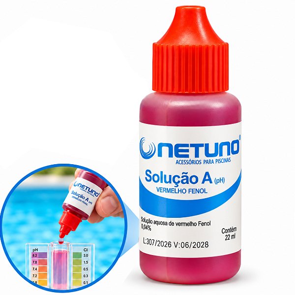 Solução A Vermelho Fenol 22ml Para Teste de pH da Água Piscinas - 323 Netuno