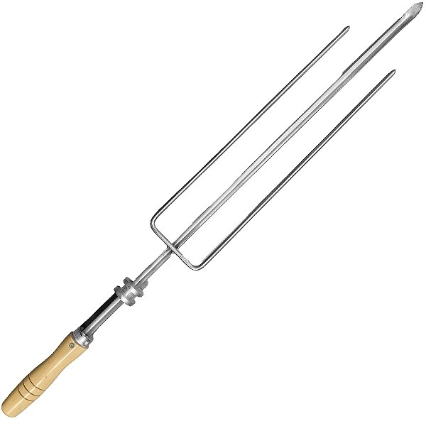 Espeto Inox Triplo Para Coraçãozinho Com Roldana Churrasqueira Rotativa Cabo Madeira - 420.2 Matrinox