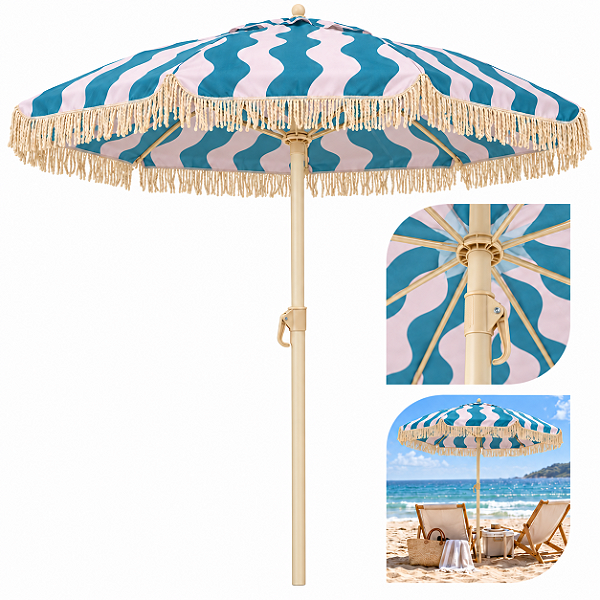 Ombrelone Guarda Sol Central 2,20m Mood Vibes com Franja - 20973 Belfix