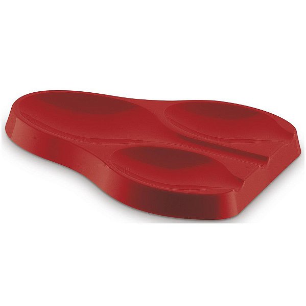 Suporte Apoio Triplo Descanso Colher Talheres Pia Bancada Cozinha Plus - UZ325 Uz - Vermelho