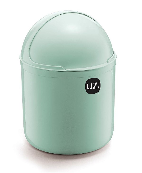 Lixeira Plástica 4 Litros Cesto De Lixo Tampa Capacete Cozinha Pia - UZ350 Uz - Verde Menta