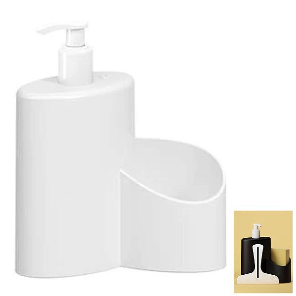 Dispenser Porta Detergente Rodinho 600ml Cozinha Pia Abraço Basic - 10864 Coza - Branco