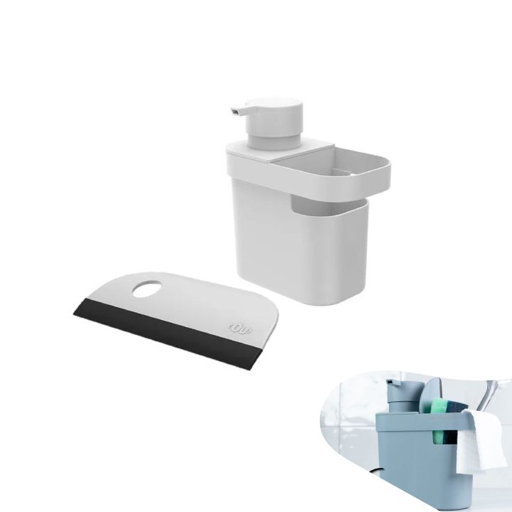 Kit Dispenser Porta Detergente Organizador Utensílios Rodo Bancada Pia Cozinha - Ou