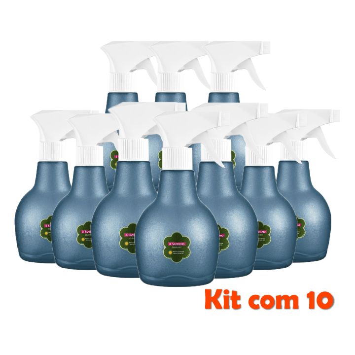 Kit 10 Borrifador Pulverizador Spray Frasco Álcool Gel Água Pequeno 350ml Gatilho - 512 Sanremo