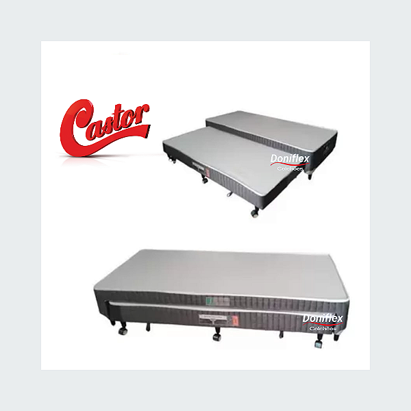 Box Bicama Solteiro Castor Grafite Espuma Acoplada D28 88x188x40
