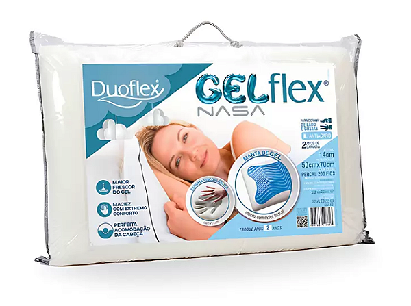 Travesseiro 50X70x14 Gel flex Nasa Duoflex