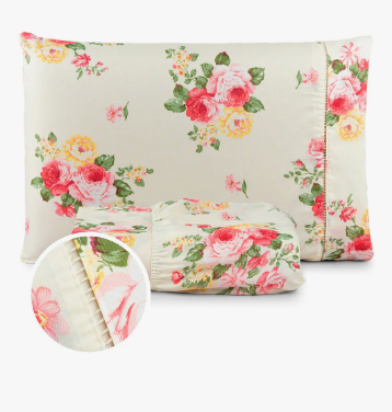 Jogo Lençol 2 Peças Solteiro 400 Fios Luxo Floral Tecido Estampado (Sortido)