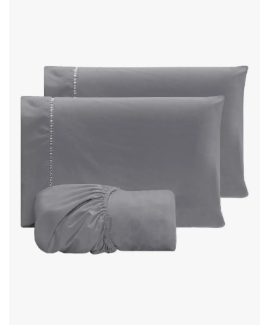 Jogo De Lençol King 03 Peças 600 Fios Ponto Palito C/Elástico Tecido Liso