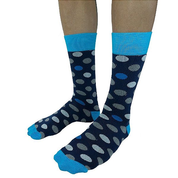 Meia Masculina Cano Alto Casual Fun Bolinhas Cinzas