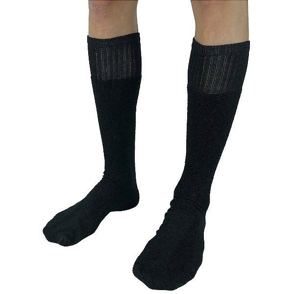 Meia Masculina Cano Alto Militar Preto Báscio