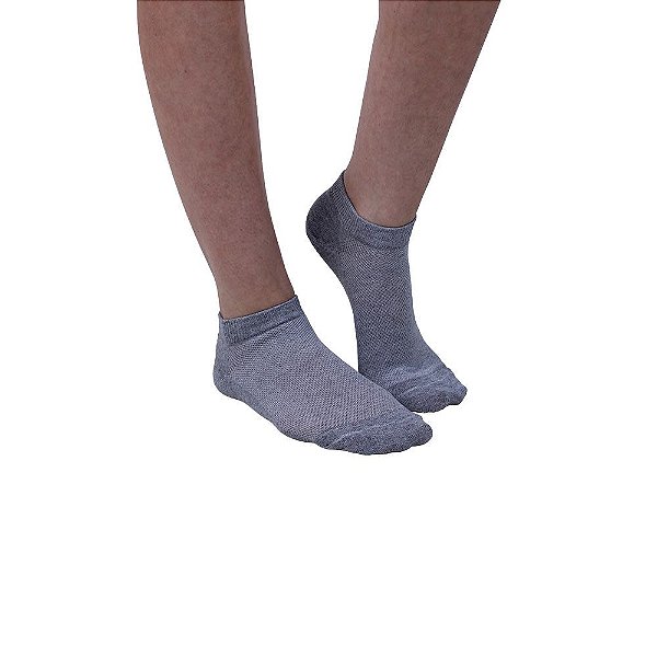 Meia Cano Curto Modelo Sapatilha Cinza Feminino Tamanho 35 ao 39