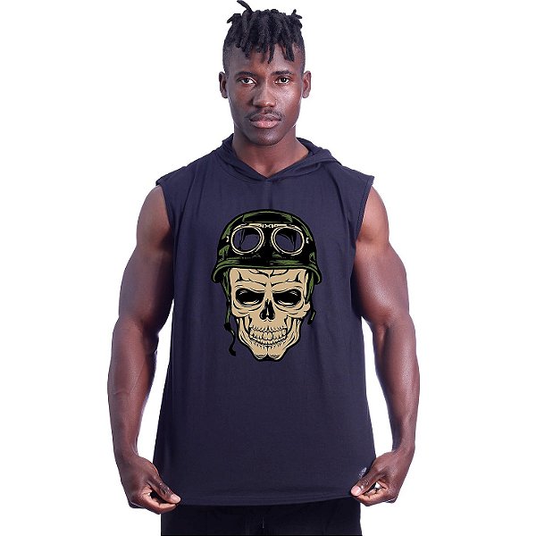 Regata Longline com Touca MXD Conceito Caveira Soldado