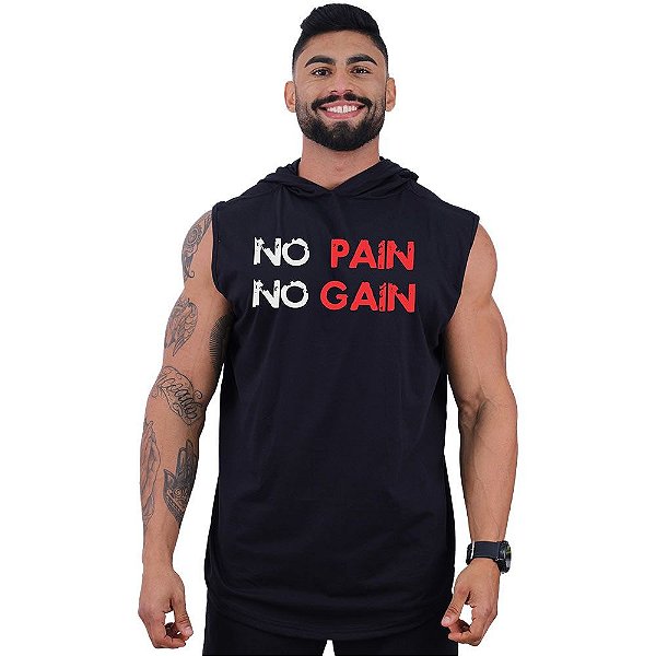 Regata Longline com Touca MXD Conceito No Pain No Gain Branco/Vermelho