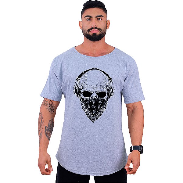 Camiseta Morcegão Masculina MXD Conceito Caveira com Bandana e Fone