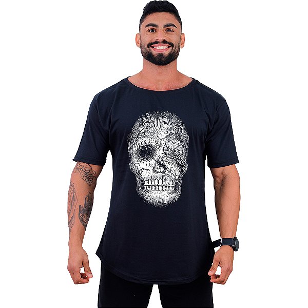 Camiseta Morcegão Masculina MXD Conceito Forest Skull White
