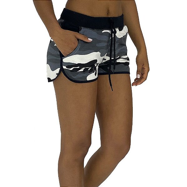 Shortinho Feminino Moletinho MXD Conceito Camuflado Big White