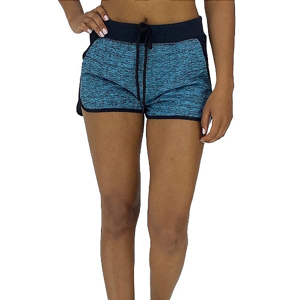 Shortinho Feminino Moletinho MXD Conceito Rajado Azul