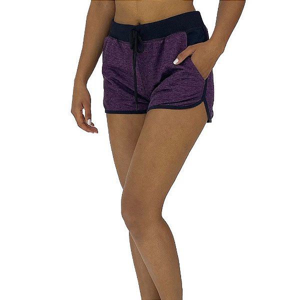 Shortinho Feminino Moletinho MXD Conceito Roxo Alvejado
