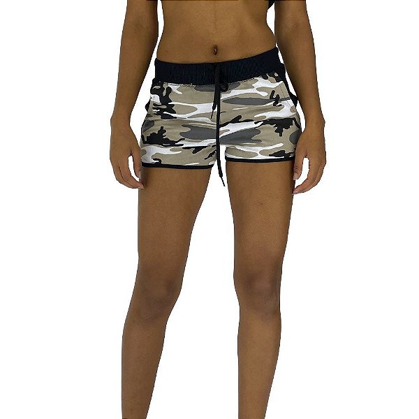 Shortinho Feminino Moletom MXD Conceito Camuflado Bege
