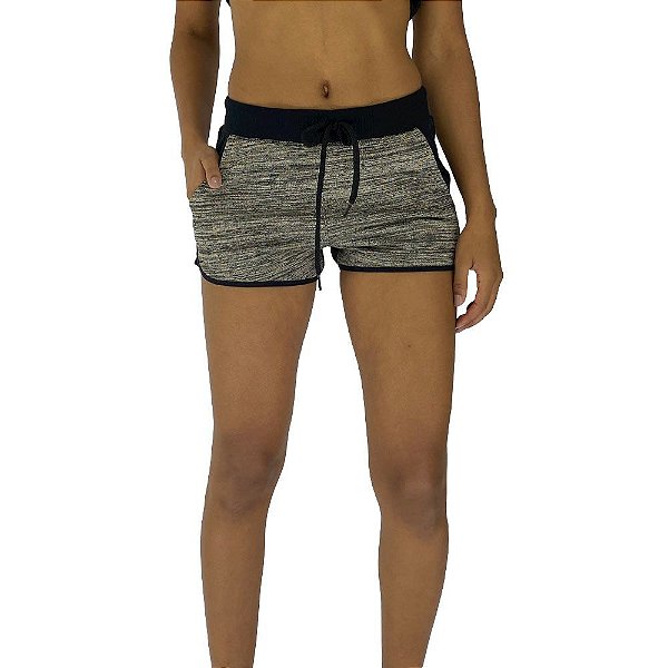 Shortinho Feminino Moletom MXD Conceito Rajado Champagne