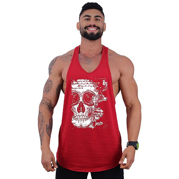 Regata Longline Super Cavada Masculina MXD Conceito Caveira Escritas