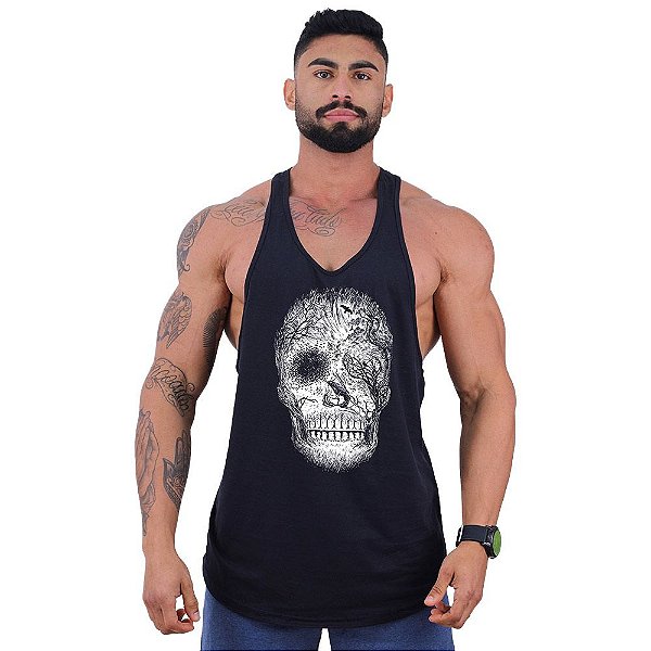 Regata Longline Super Cavada Masculina MXD Conceito Caveira Floresta