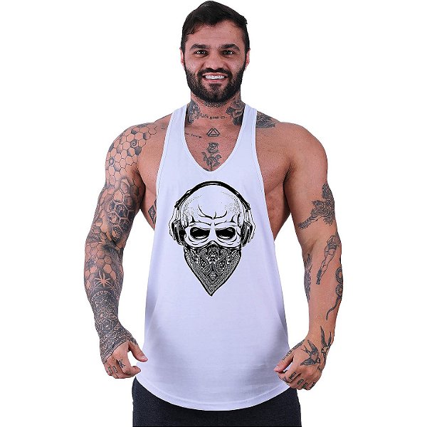 Regata Longline Super Cavada Masculina MXD Conceito Caveira Headset