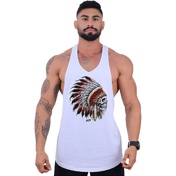 Regata Longline Super Cavada Masculina MXD Conceito Índio Caveira