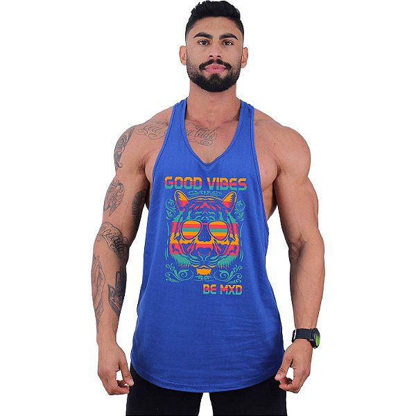 Regata Longline Super Cavada Masculina MXD Conceito Lion Good Vibes