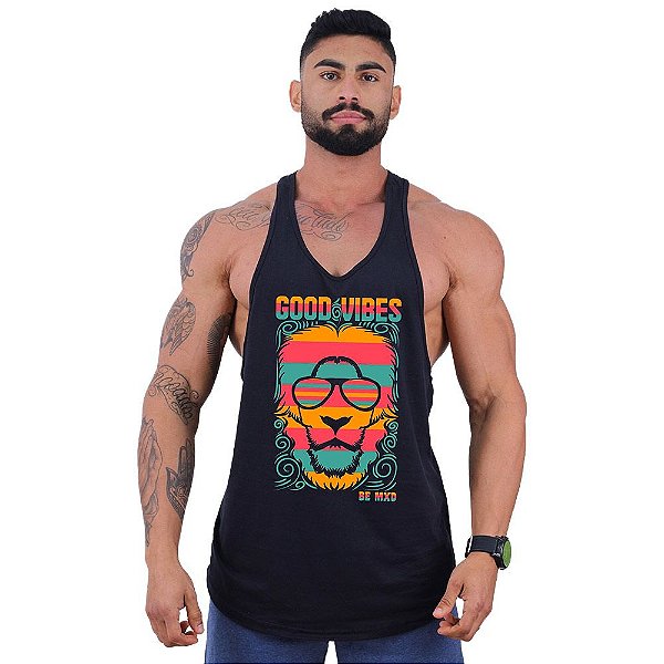Regata Longline Super Cavada Masculina MXD Conceito Lion Good Vibes
