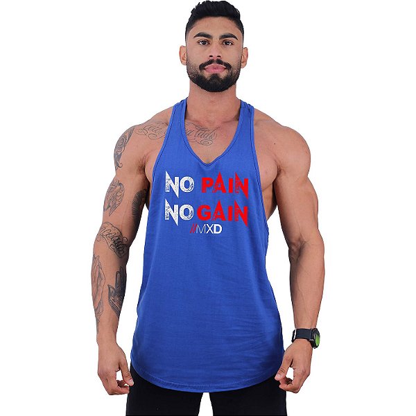 Regata Longline Super Cavada Masculina MXD Conceito No Pain No Gain Corroído