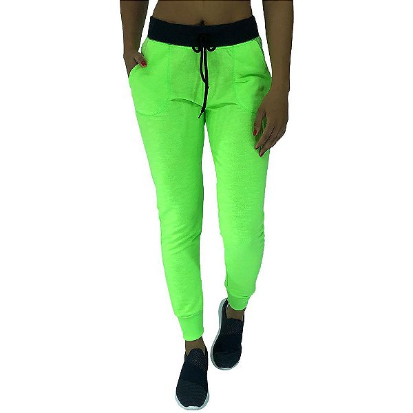 Calça Feminina Moletom MXD Conceito Verde Flúor
