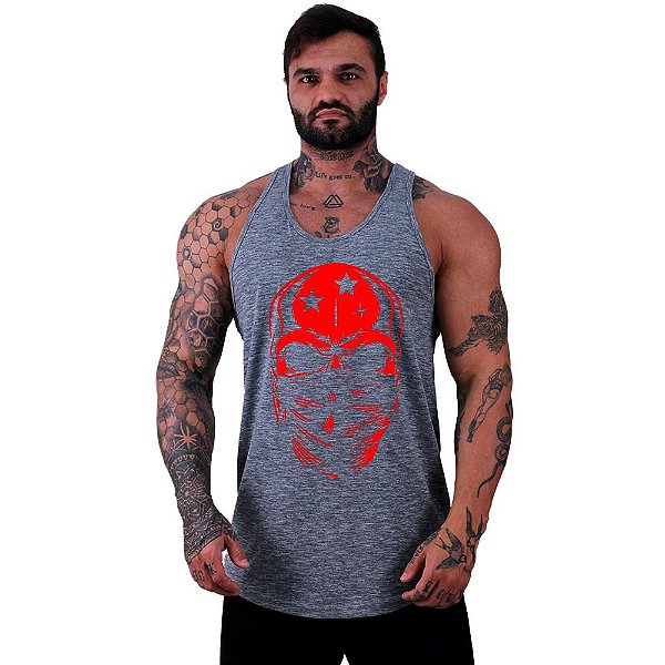 Regata Longline Masculina MXD Conceito Red Skull