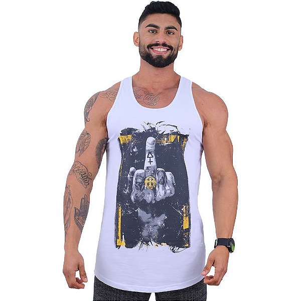 Regata Longline Masculina MXD Conceito Limitada Mãos Com Gestos Black Tattoo