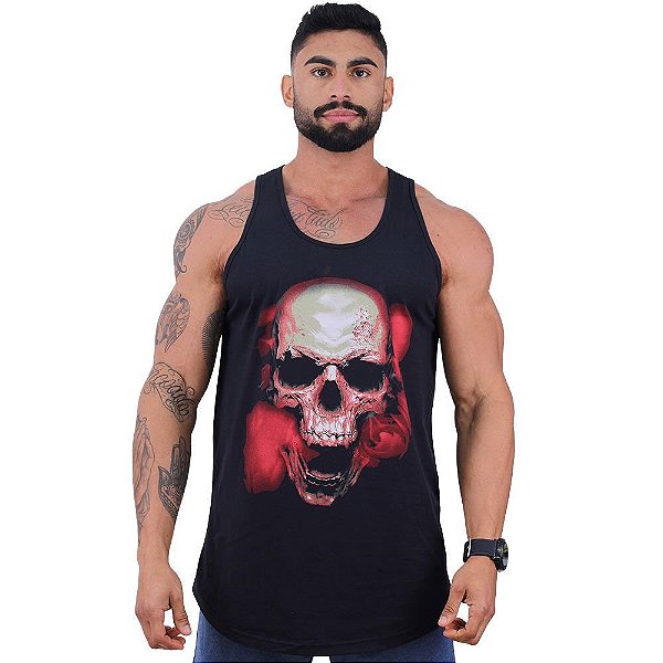 Regata Longline Masculina MXD Conceito Limitada Skull With Red Smoke