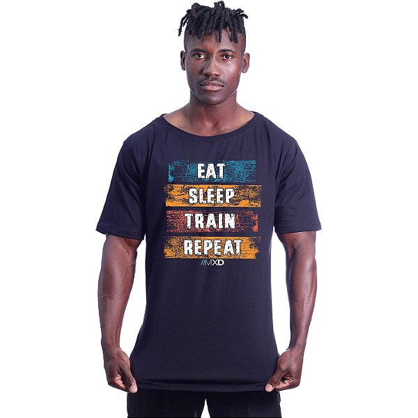 Camiseta Morcegão Masculina MXD Conceito Eat Sleep Train Repeat