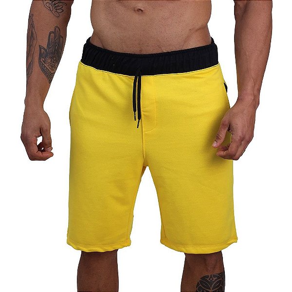 Bermuda Masculina Moletom MXD Conceito Amarelo Ouro Liso