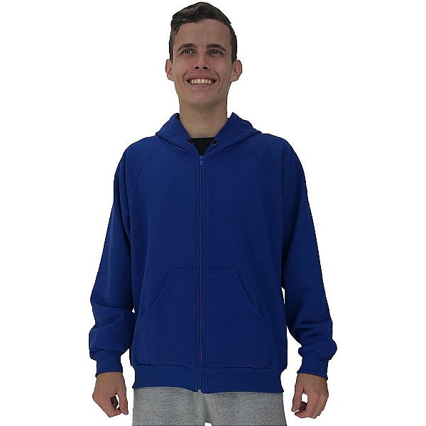 Jaqueta Moletom com Zíper Masculina MXD Conceito Azul Royal