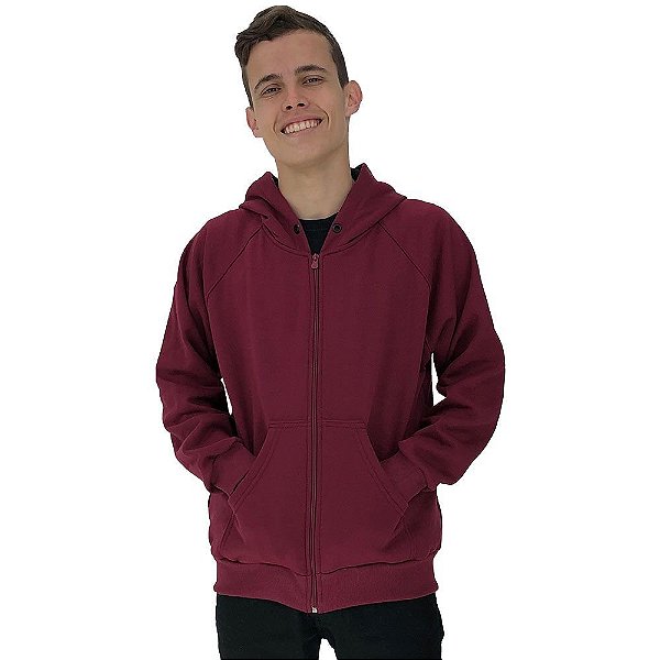 Jaqueta Moletom com Zíper Masculina MXD Conceito Bordô