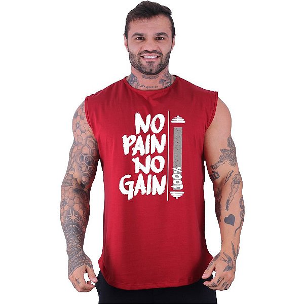 Regata Machão Longline Sem Manga MXD Conceito 100% No Pain No Gain