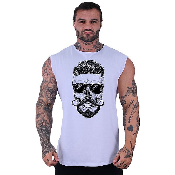 Regata Machão Longline Sem Manga MXD Conceito Bigode Skull