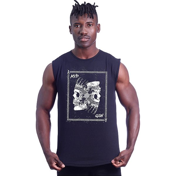 Regata Machão Longline Sem Manga MXD Conceito Carta Skull