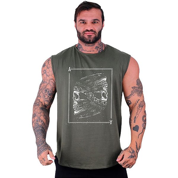 Regata Machão Longline Sem Manga MXD Conceito Carta Skull