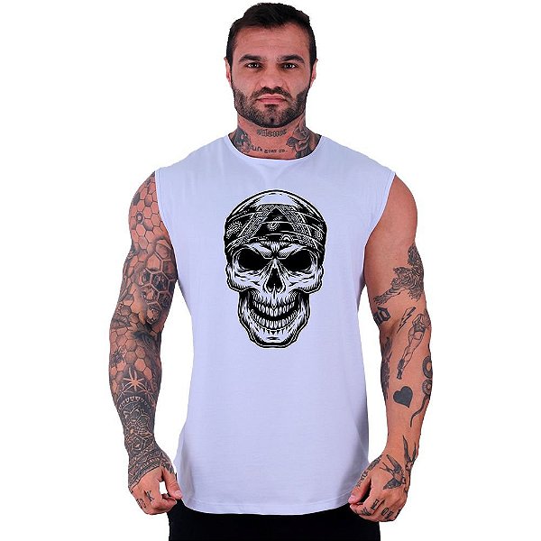 Regata Machão Longline Sem Manga MXD Conceito Caveira Bandana Style