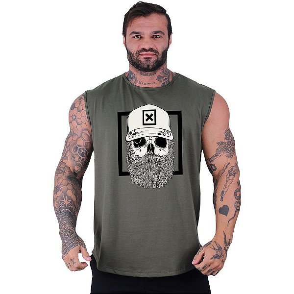 Regata Machão Longline Sem Manga MXD Conceito Caveira Boné