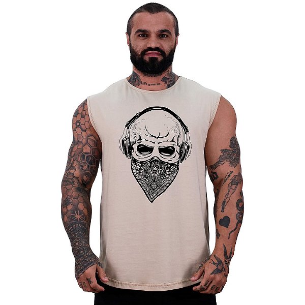Regata Machão Longline Sem Manga MXD Conceito Caveira Com Lenço
