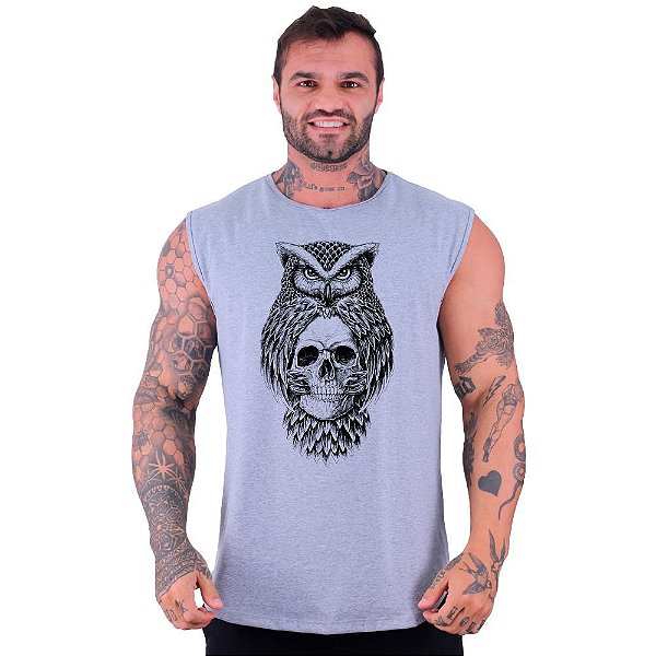Regata Machão Longline Sem Manga MXD Conceito Caveira Coruja