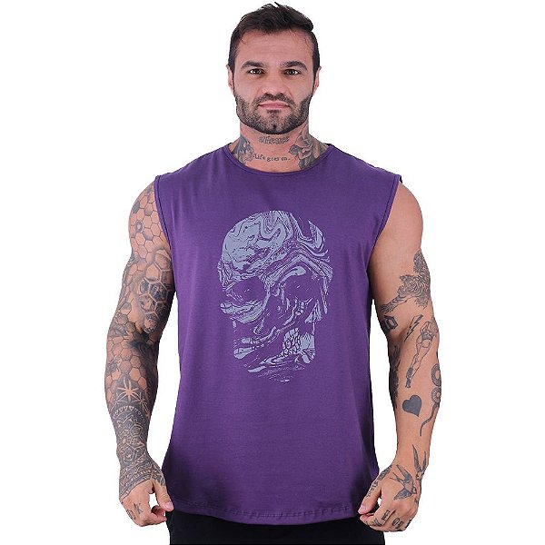 Regata Machão Longline Sem Manga MXD Conceito Caveira Distorcida