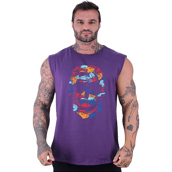 Regata Machão Longline Sem Manga MXD Conceito Caveira Explosão de Cores